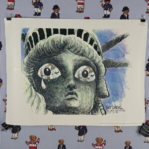 2001 September 11 Liberty Mourns by Mike Lukovich AJC Statue of Liberty poster